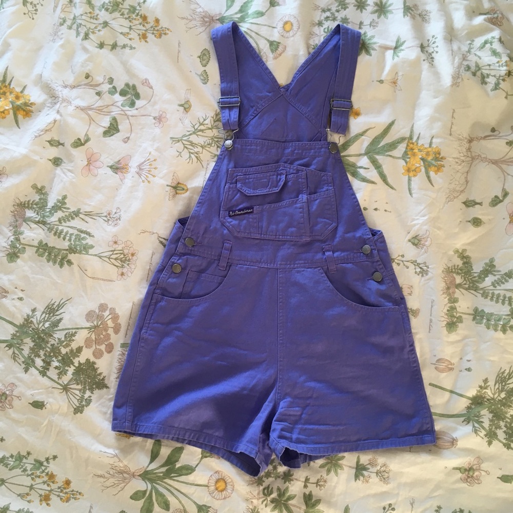 Vintage periwinkle lavender shortalls overalls, M!